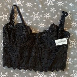 Bebe beaded cropped bustier